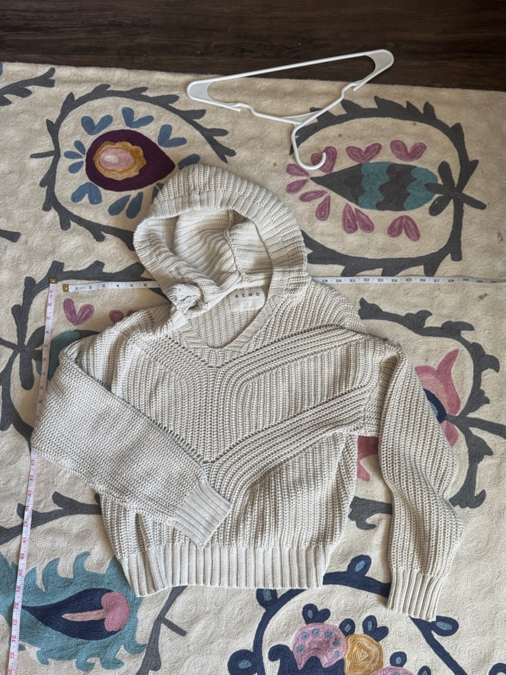 AERO Cream Knit Hooded Sweater